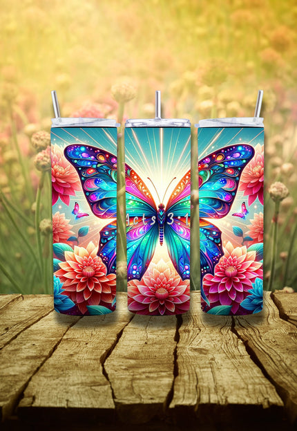 "Acts 3:19 Inspirational Butterfly 20oz Stainless Steel Tumbler - Metamorphosis Edition" - TEXT OF TRUTH1488372_15005