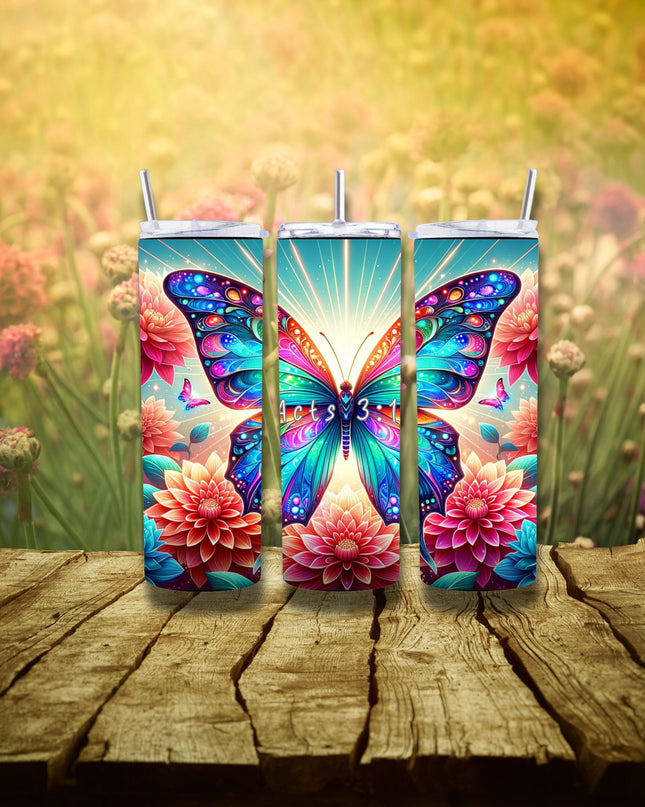 "Acts 3:19 Inspirational Butterfly 20oz Stainless Steel Tumbler - Metamorphosis Edition" - TEXT OF TRUTH1488372_15005