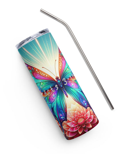 "Acts 3:19 Inspirational Butterfly 20oz Stainless Steel Tumbler - Metamorphosis Edition" - TEXT OF TRUTH1488372_15005