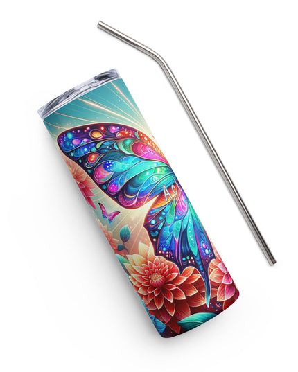 "Acts 3:19 Inspirational Butterfly 20oz Stainless Steel Tumbler - Metamorphosis Edition" - TEXT OF TRUTH1488372_15005