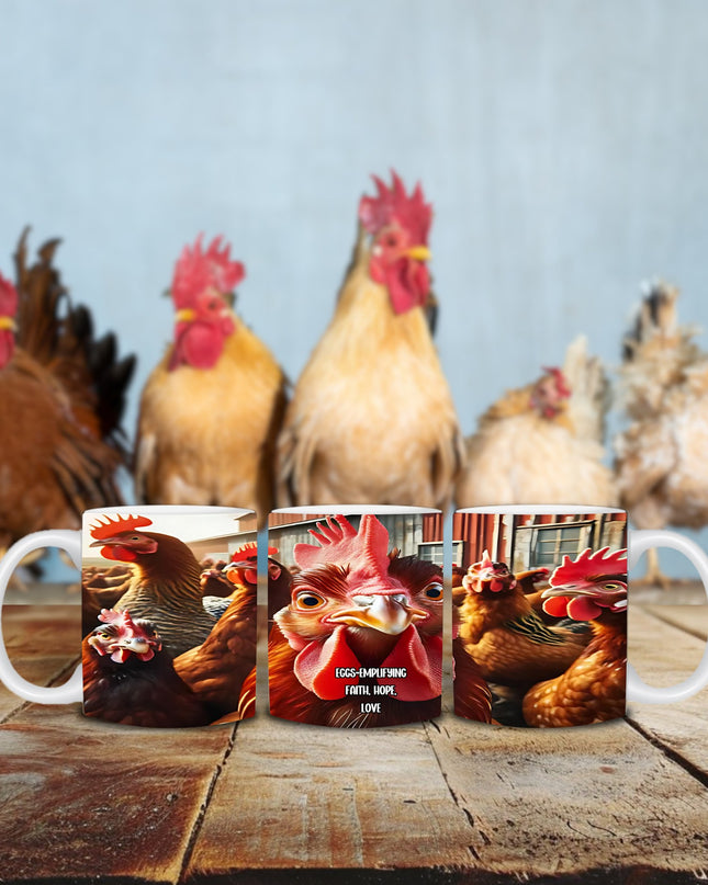 "Charming Farmhouse Flock 15 oz. Ceramic Mug - Inspiring Chicken Design, Microwave & Dishwasher Safe" - TEXT OF TRUTH1671401_4830