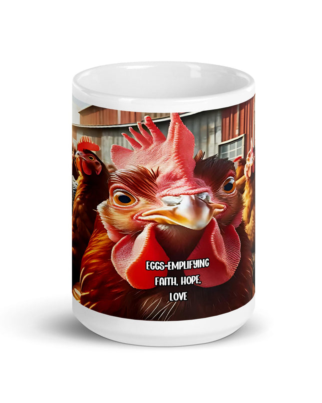 "Charming Farmhouse Flock 15 oz. Ceramic Mug - Inspiring Chicken Design, Microwave & Dishwasher Safe" - TEXT OF TRUTH1671401_4830