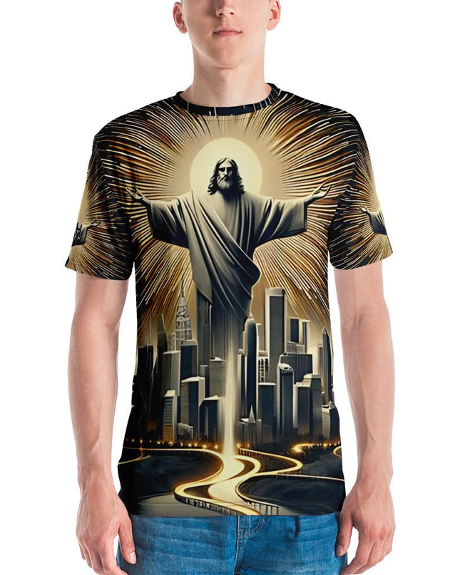 Christ Above All – Men's All - Over Print Christian Cityscape Shirt - TEXT OF TRUTH ™9650807_8850