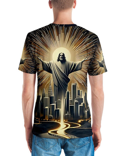 Christ Above All – Men's All - Over Print Christian Cityscape Shirt - TEXT OF TRUTH ™9650807_8850