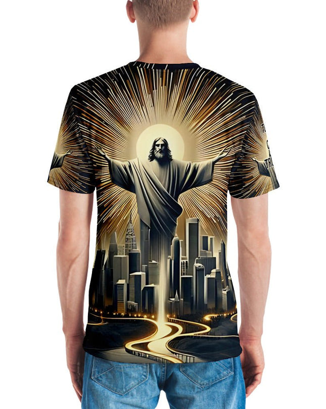 Christ Above All – Men's All - Over Print Christian Cityscape Shirt - TEXT OF TRUTH ™9650807_8850