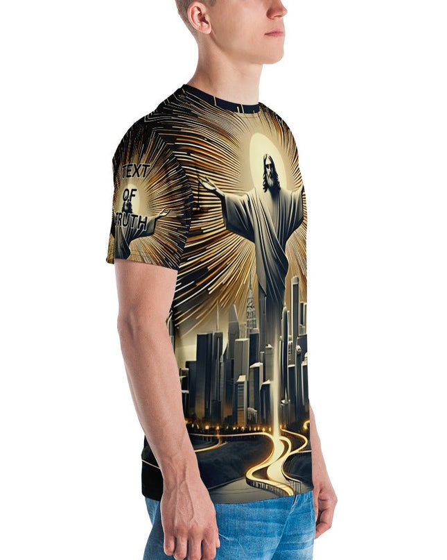 Christ Above All – Men's All - Over Print Christian Cityscape Shirt - TEXT OF TRUTH ™9650807_8850