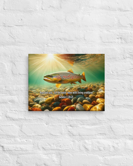 "Divine Creation Brown Trout Canvas - Genesis-Inspired Freshwater Splendor Wall Art" - TEXT OF TRUTH4033142_5