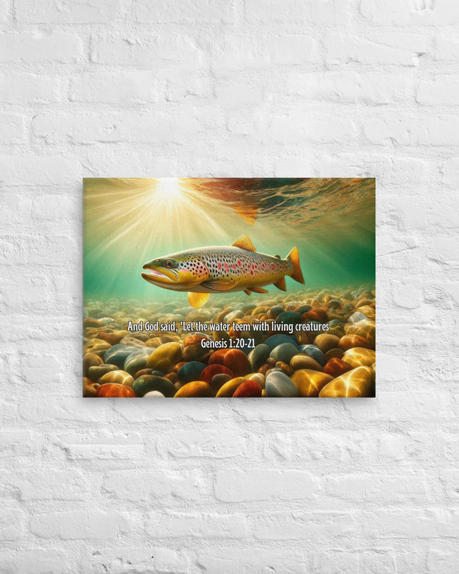 "Divine Creation Brown Trout Canvas - Genesis-Inspired Freshwater Splendor Wall Art" - TEXT OF TRUTH4033142_7