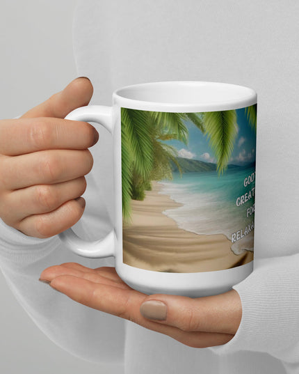 "Divine Serenity Beach Scene 15 oz. Ceramic Mug - Microwave and Dishwasher Safe" - TEXT OF TRUTH6803922_4830