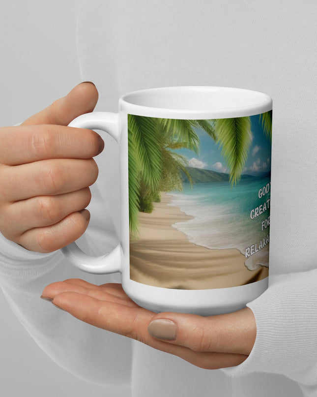 "Divine Serenity Beach Scene 15 oz. Ceramic Mug - Microwave and Dishwasher Safe" - TEXT OF TRUTH6803922_4830