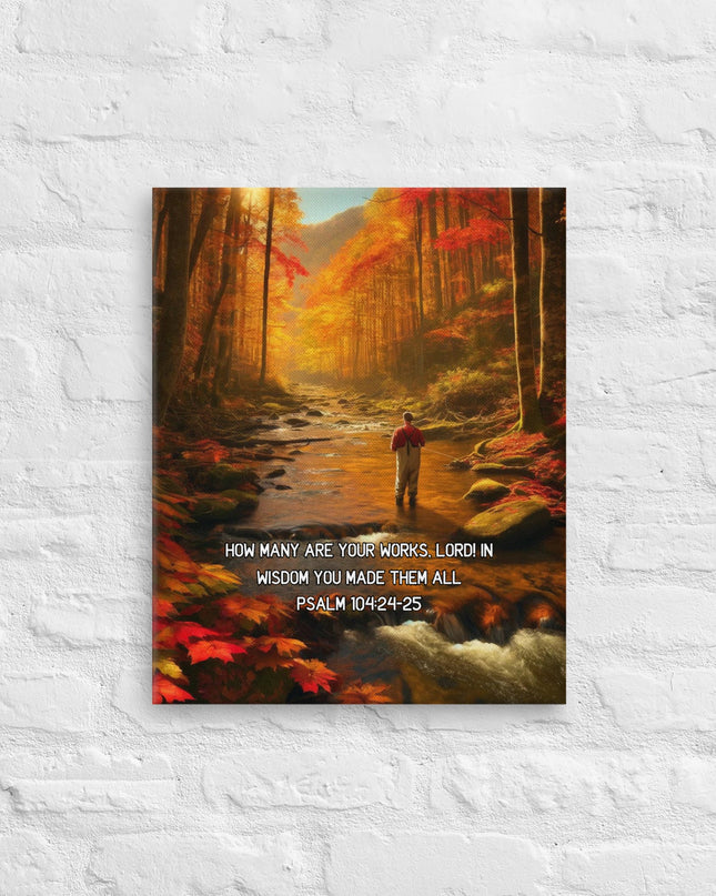 "Divine Waters - Inspirational Fly Fishing Art Print with Psalm 104:24-25" - TEXT OF TRUTH7918603_6