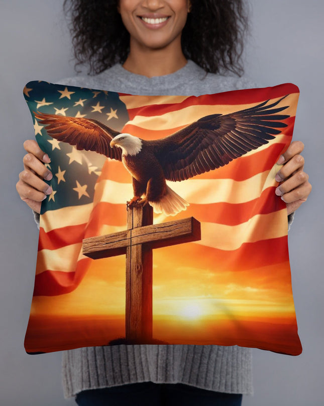 Eagle, Cross, and Flag Patriotic Inspirational Pillow - TEXT OF TRUTH ™7932278_4532