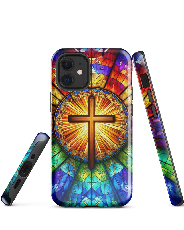 Elegant Stained Glass Cross iPhone Case - Durable Protection with Artistic Flair - TEXT OF TRUTH1624316_15385