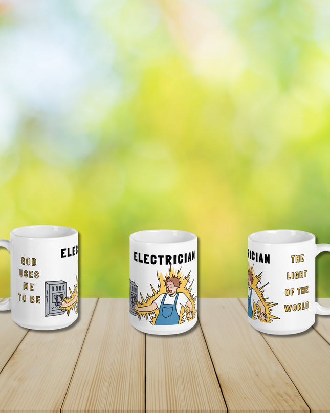 "Enlightened Charge 15oz Ceramic Mug - Illuminating Your Day with Humor and Faith" - TEXT OF TRUTH9871270_4830