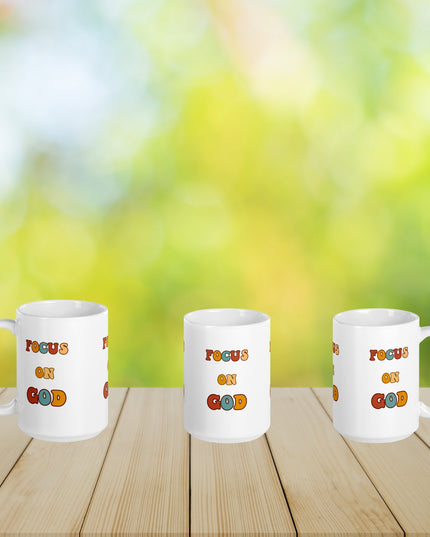 "Focus on God 15 oz. Ceramic Mug - Bold Inspirational Drinkware, Microwave and Dishwasher Safe" - TEXT OF TRUTH2817321_4830