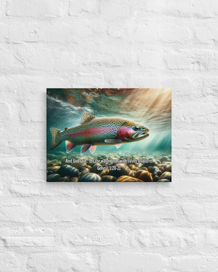 "Genesis Aquatic Majesty Canvas Art - Rainbow Trout in Living Waters" - TEXT OF TRUTH3834788_5