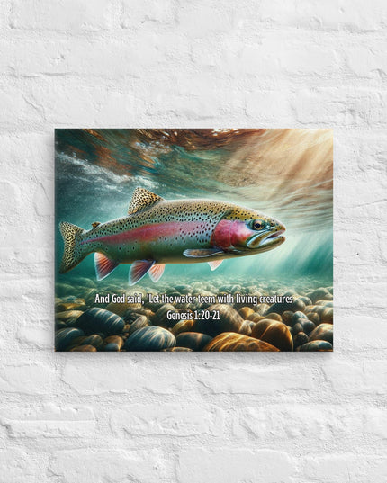 "Genesis Aquatic Majesty Canvas Art - Rainbow Trout in Living Waters" - TEXT OF TRUTH3834788_6