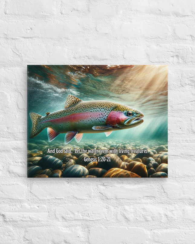 "Genesis Aquatic Majesty Canvas Art - Rainbow Trout in Living Waters" - TEXT OF TRUTH3834788_6