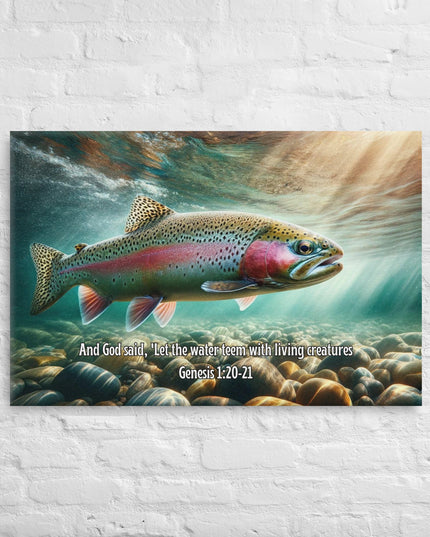 "Genesis Aquatic Majesty Canvas Art - Rainbow Trout in Living Waters" - TEXT OF TRUTH3834788_825