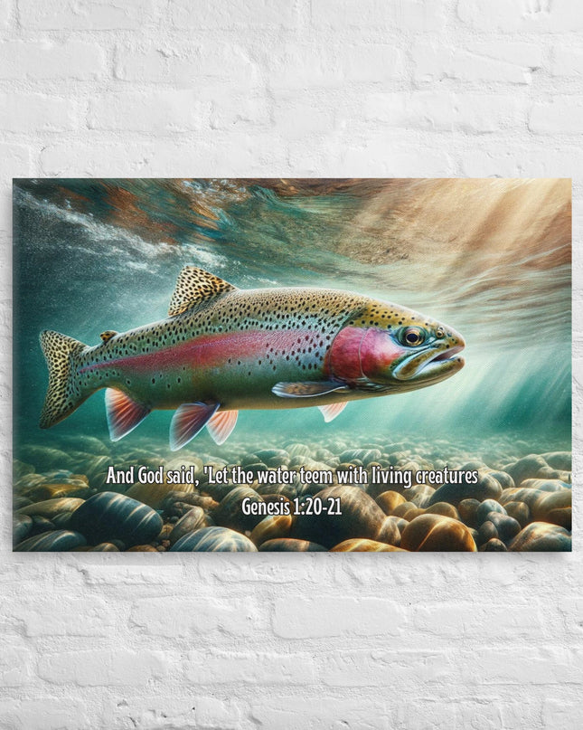 "Genesis Aquatic Majesty Canvas Art - Rainbow Trout in Living Waters" - TEXT OF TRUTH3834788_825