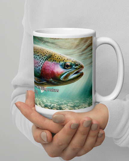 "Genesis Rainbow Trout 15 oz. Ceramic Mug - Inspirational Angler's Choice, Microwave and Dishwasher Safe" - TEXT OF TRUTH6315456_4830