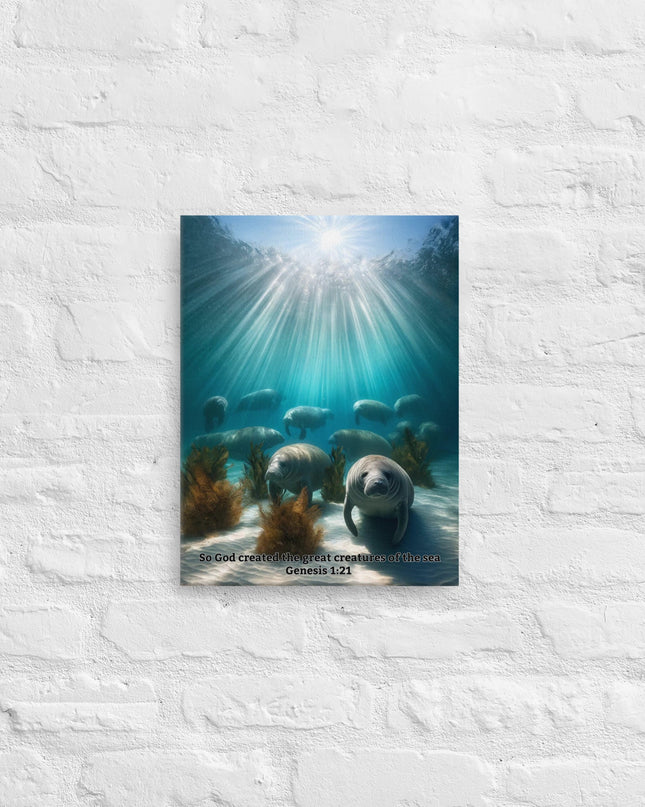 "Genesis Sea Giants Canvas - Majestic Manatee Art Inspired by Creation" - TEXT OF TRUTH8121131_5