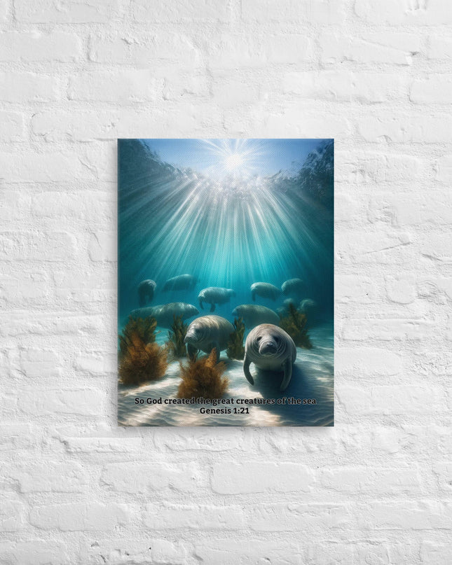 "Genesis Sea Giants Canvas - Majestic Manatee Art Inspired by Creation" - TEXT OF TRUTH8121131_7