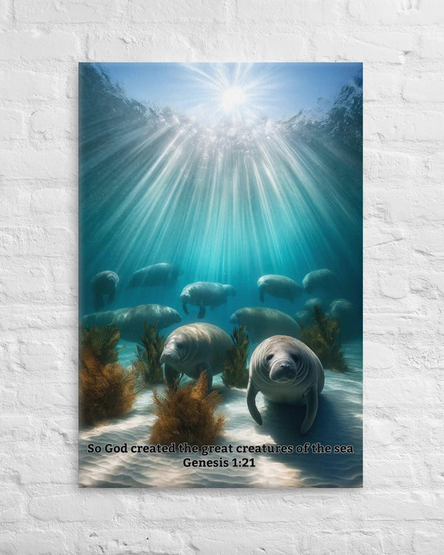 "Genesis Sea Giants Canvas - Majestic Manatee Art Inspired by Creation" - TEXT OF TRUTH8121131_825