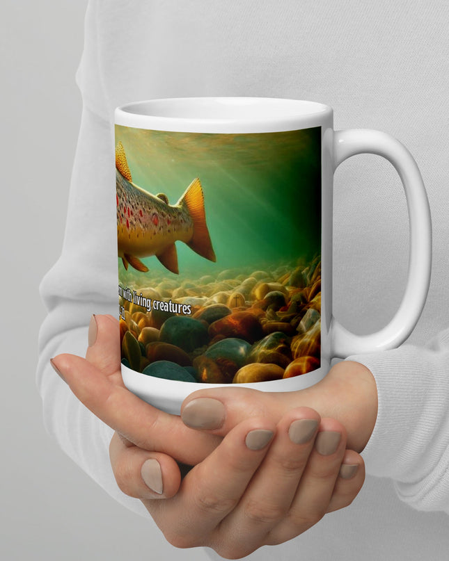 "Genesis Waters Brown Trout 15 oz. Ceramic Mug – Inspirational Nature Drinkware, Microwave and Dishwasher Safe" - TEXT OF TRUTH7415264_4830