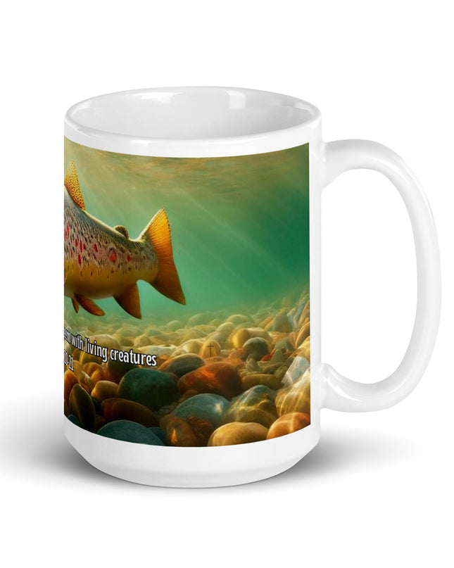 "Genesis Waters Brown Trout 15 oz. Ceramic Mug – Inspirational Nature Drinkware, Microwave and Dishwasher Safe" - TEXT OF TRUTH7415264_4830