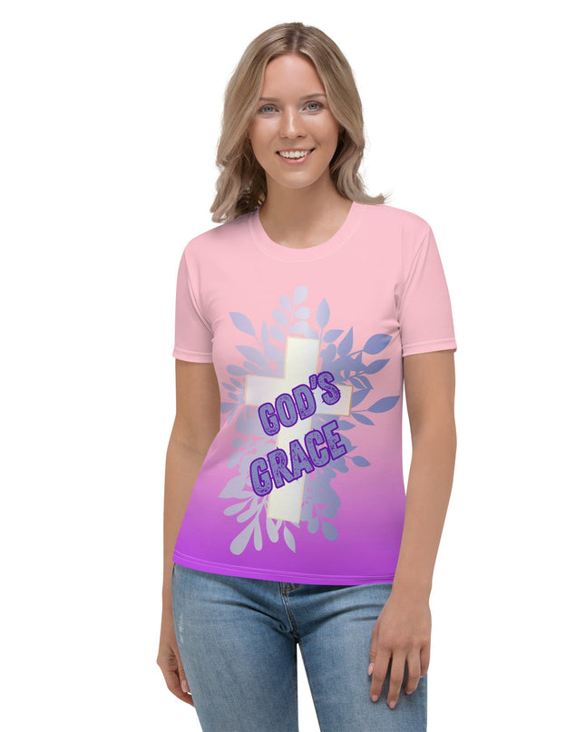 God’s Grace – Women’s All - Over Print Christian Cross Shirt - TEXT OF TRUTH ™3242810_8884