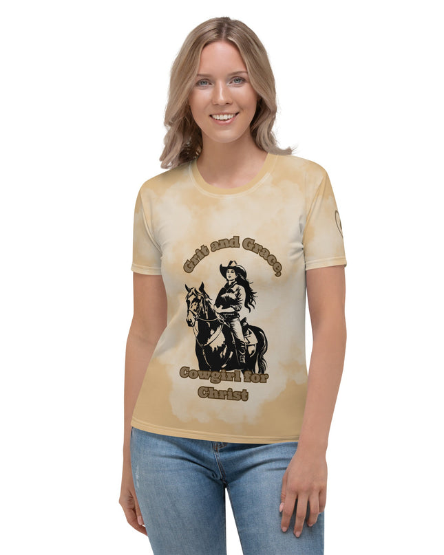 Grit and Grace – Cowgirl for Christ Women’s All - Over Print Christian Shirt - TEXT OF TRUTH ™1154581_8884