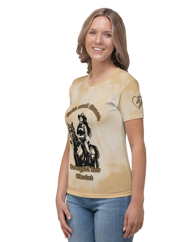 Grit and Grace – Cowgirl for Christ Women’s All - Over Print Christian Shirt - TEXT OF TRUTH ™1154581_8884