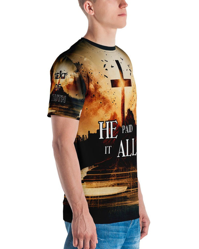 He Paid It All – Men’s All - Over Print Christian Cross Shirt - TEXT OF TRUTH ™4559472_8850