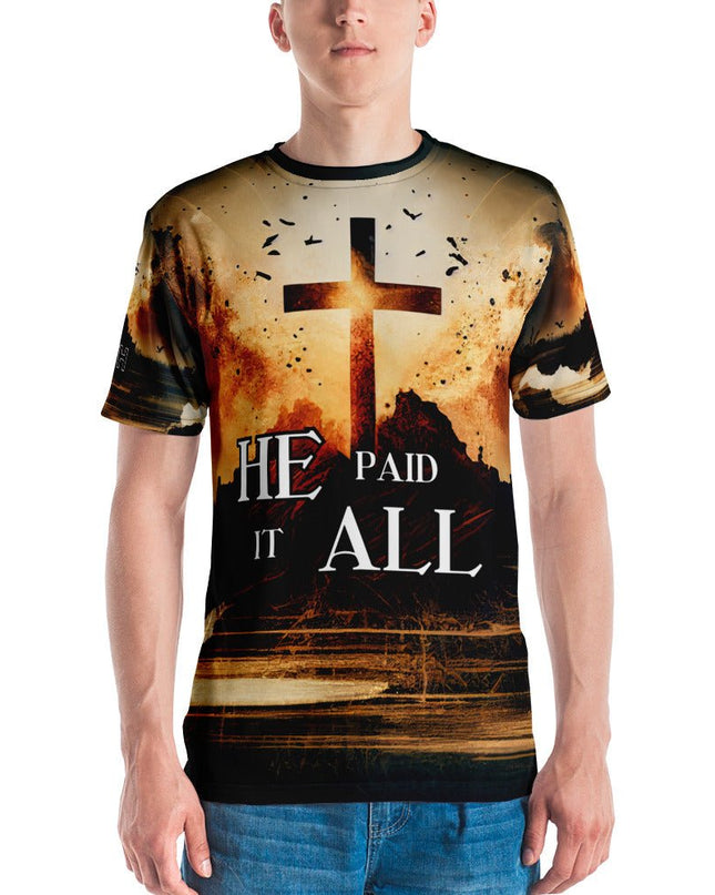 He Paid It All – Men’s All - Over Print Christian Cross Shirt - TEXT OF TRUTH ™4559472_8850