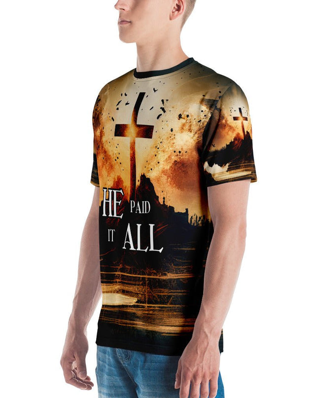 He Paid It All – Men’s All - Over Print Christian Cross Shirt - TEXT OF TRUTH ™4559472_8850