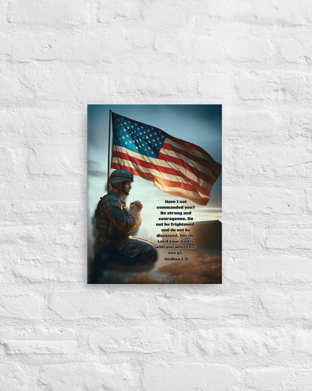 "Heroic Faith Canvas Print - Soldier's Prayer with American Flag & Joshua 1:9" - TEXT OF TRUTH4481496_5