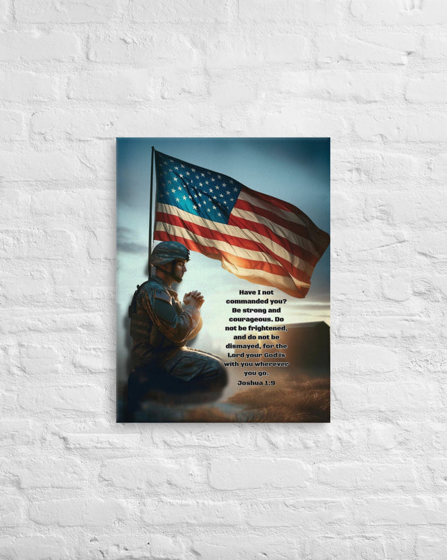 "Heroic Faith Canvas Print - Soldier's Prayer with American Flag & Joshua 1:9" - TEXT OF TRUTH4481496_7