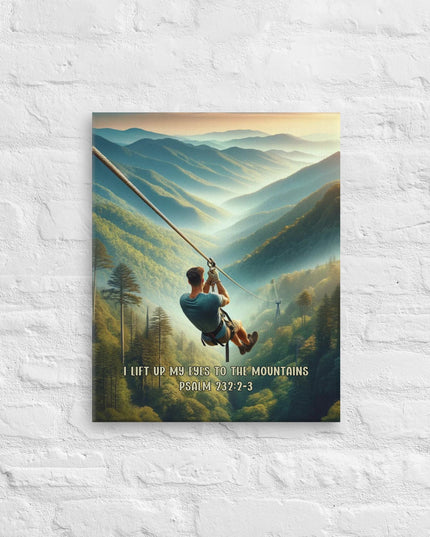 "Mountain Majesty Zip Line Canvas - Psalm 121:1-2 Inspired Adventure Wall Art" - TEXT OF TRUTH3034450_6