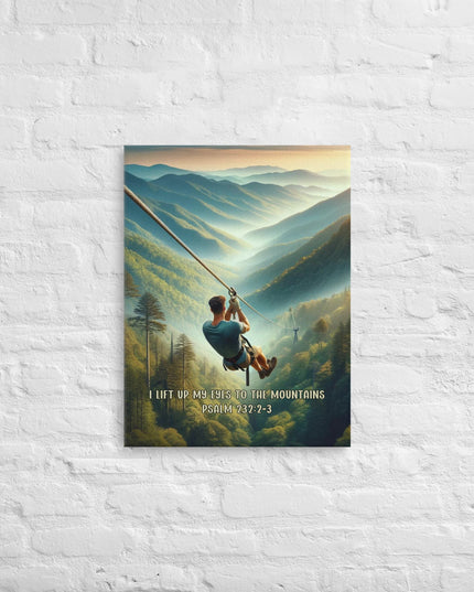 "Mountain Majesty Zip Line Canvas - Psalm 121:1-2 Inspired Adventure Wall Art" - TEXT OF TRUTH3034450_7