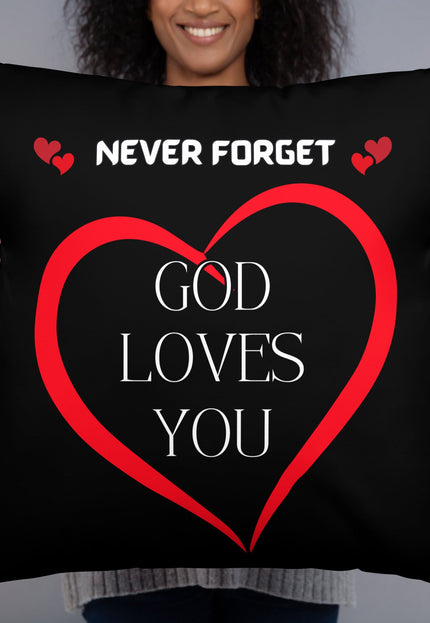 Never Forget God Loves You Inspirational Pillow - TEXT OF TRUTH ™1829574_11075