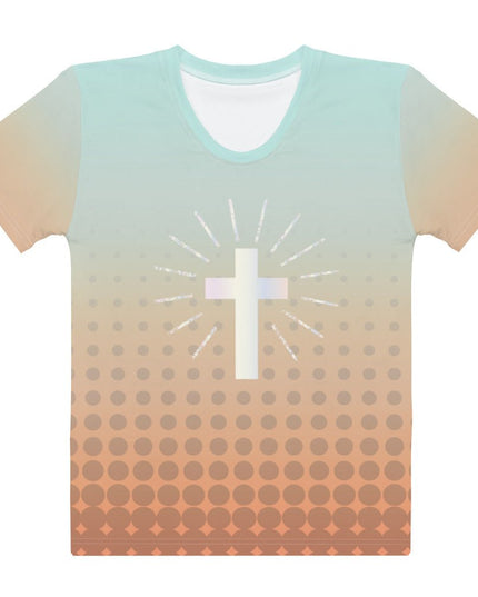 Radiant Faith – Women’s All - Over Print Christian Cross Shirt - TEXT OF TRUTH ™9288771_8884