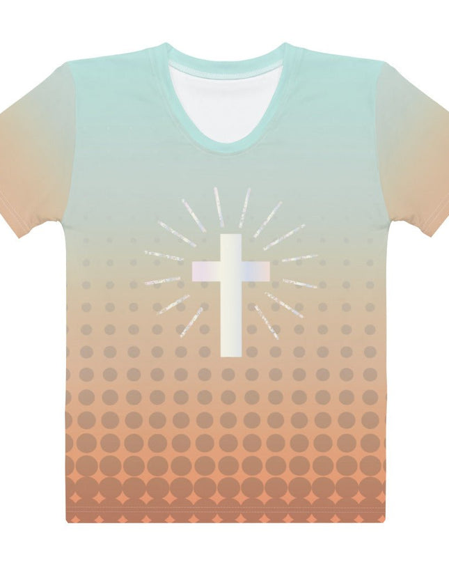 Radiant Faith – Women’s All - Over Print Christian Cross Shirt - TEXT OF TRUTH ™9288771_8884