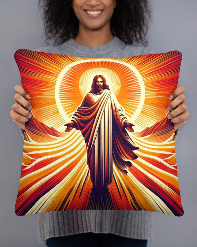 Radiant Jesus Retro Sunset Inspirational Pillow - TEXT OF TRUTH ™3517177_4532