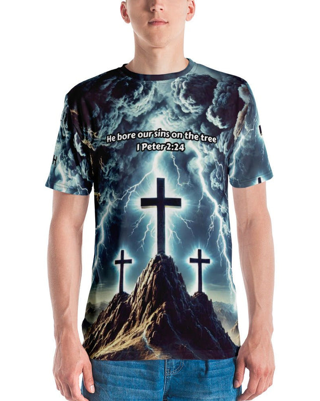 Redeemed by the Cross – Men’s All - Over Christian Print Shirt - TEXT OF TRUTH ™6475991_8850