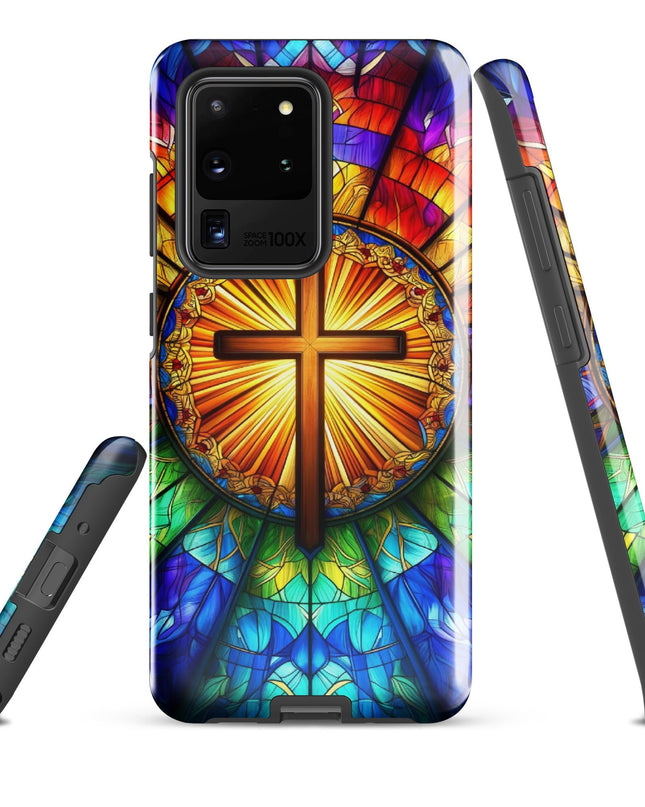 Samsung Galaxy Stained Glass Cross Case - Durable Protection with Spiritual Elegance - TEXT OF TRUTH2442385_16979