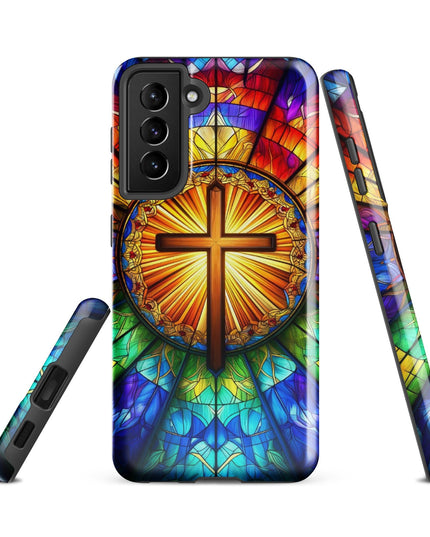 Samsung Galaxy Stained Glass Cross Case - Durable Protection with Spiritual Elegance - TEXT OF TRUTH2442385_16983