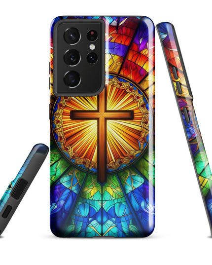 Samsung Galaxy Stained Glass Cross Case - Durable Protection with Spiritual Elegance - TEXT OF TRUTH2442385_16987