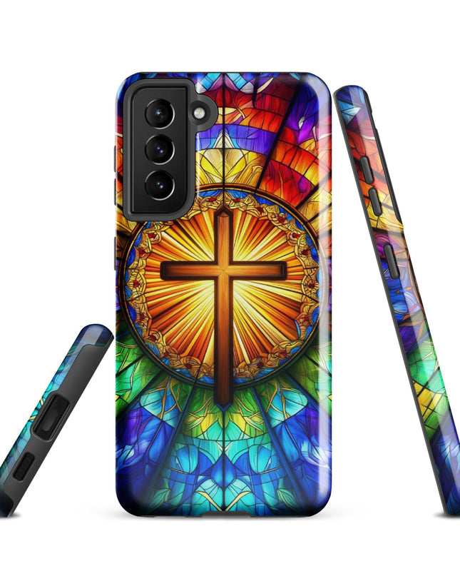 Samsung Galaxy Stained Glass Cross Case - Durable Protection with Spiritual Elegance - TEXT OF TRUTH2442385_16989