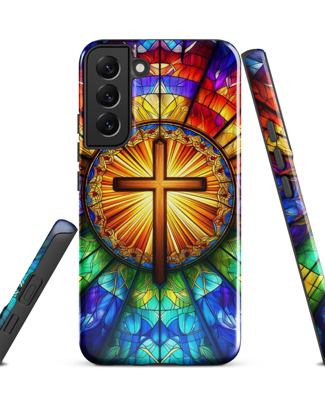 Samsung Galaxy Stained Glass Cross Case - Durable Protection with Spiritual Elegance - TEXT OF TRUTH2442385_16991